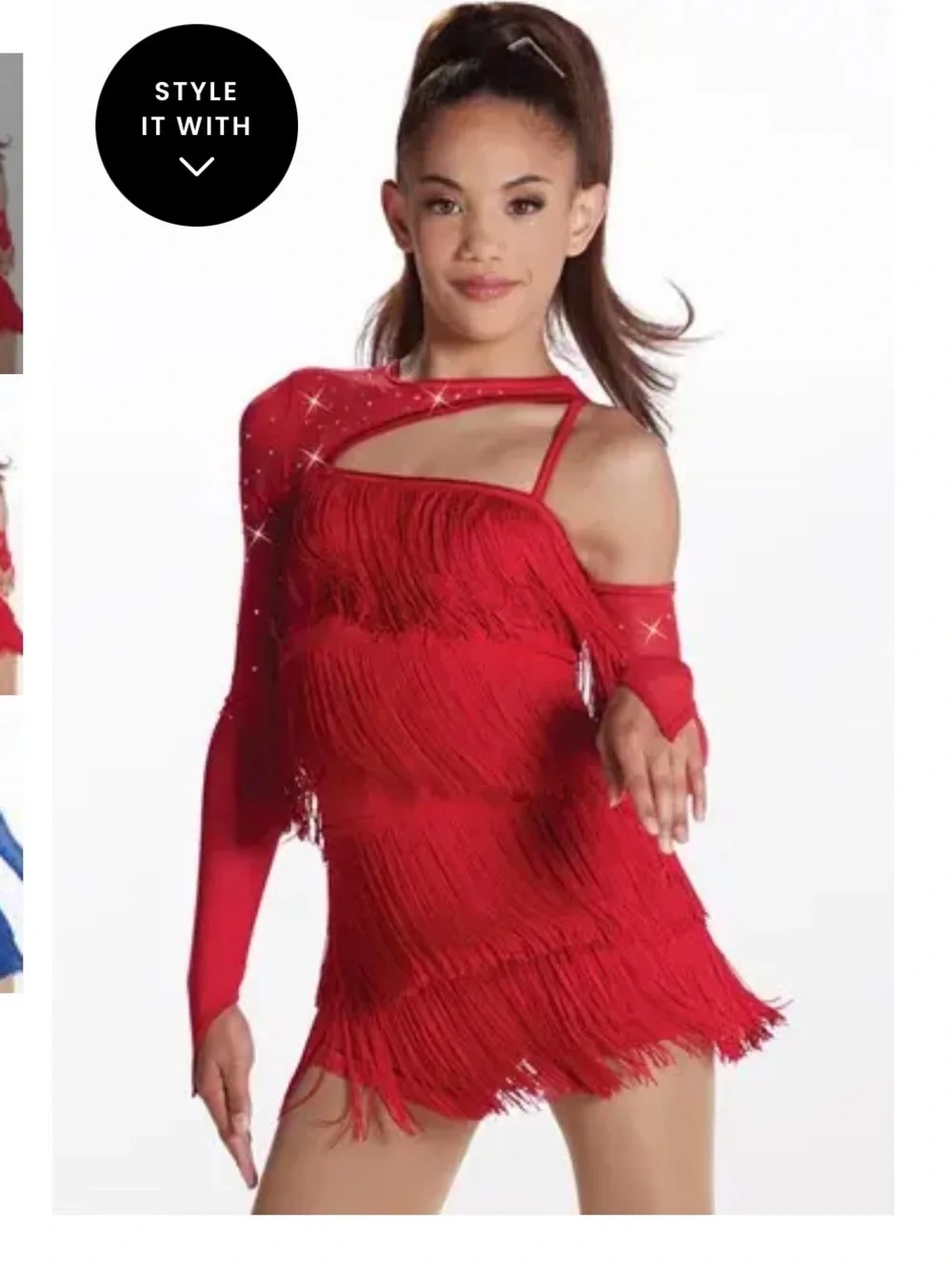 Weissman Showtime “La La La” Red Fringe Dance Costume, Ballroom